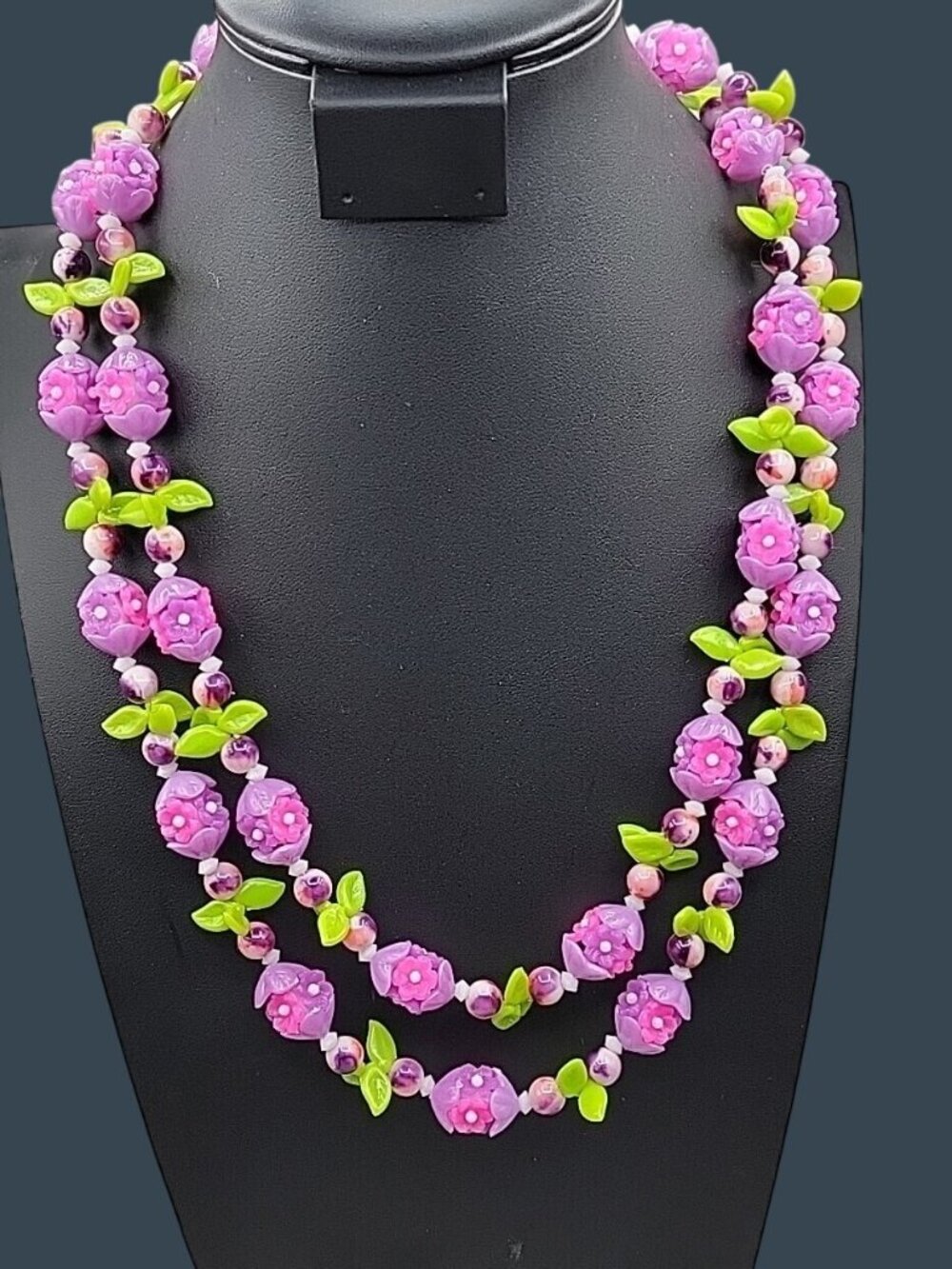 Vintage Carmen Miranda Thermoset Fruit Salad Necklace Style 48" 1950s Hong Kong